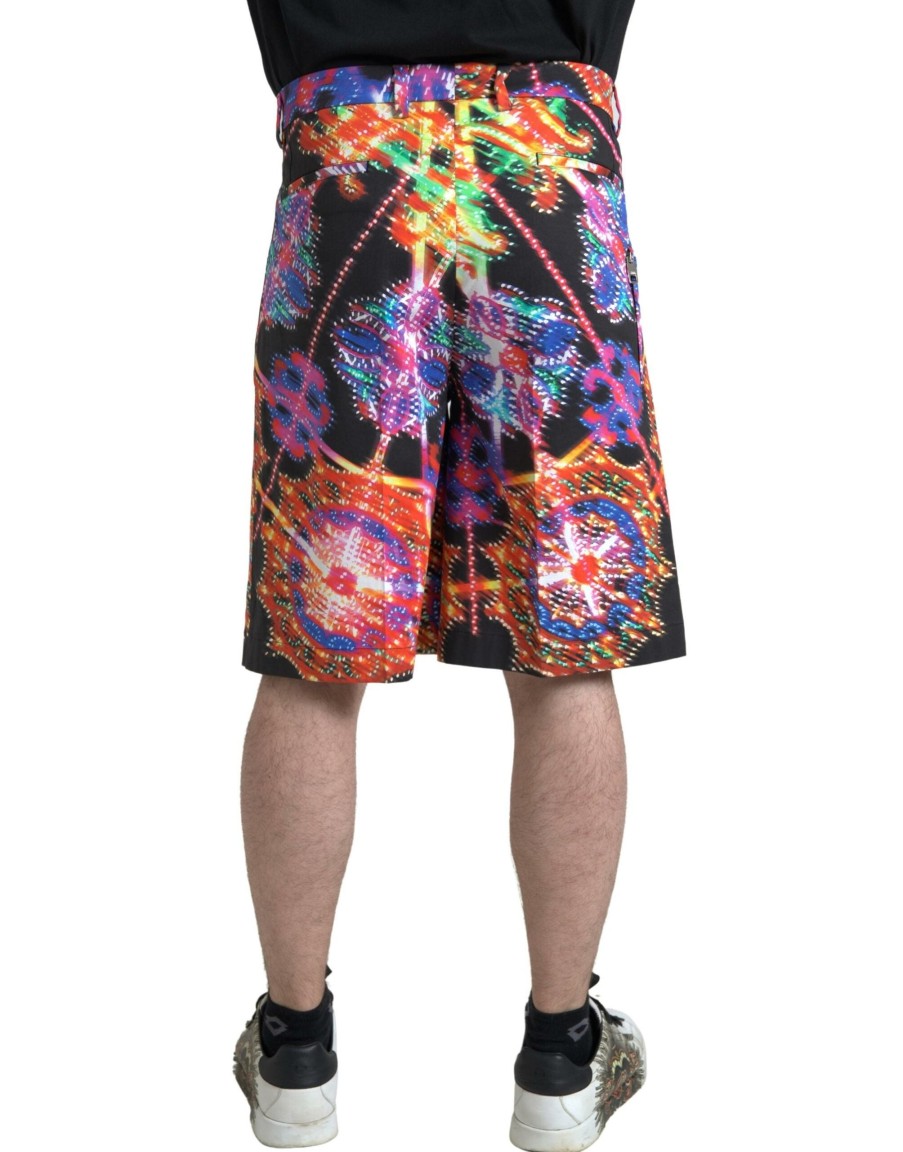 Men Dolce & Gabbana Men'S Shorts | Dolce & Gabbana Multicolor Printed Cotton Men Bermuda Shorts