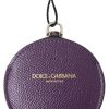 Women Dolce & Gabbana Women'S Others Accessories | Dolce & Gabbana Purple Calfskin Leather Round Hand Mirror Holder