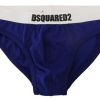 Men Dsquared² Men'S Underwear | Dsquared Blue White Logo Cotton Stretch Men Brief Underwear