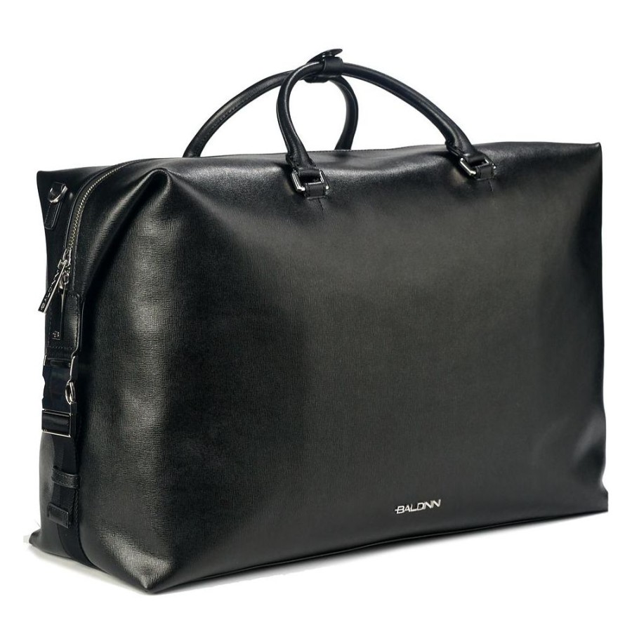 Men Baldinini Trend Men'S Luggage And Travel | Baldinini Trend Black Leather Di Calfskin Luggage And Travel