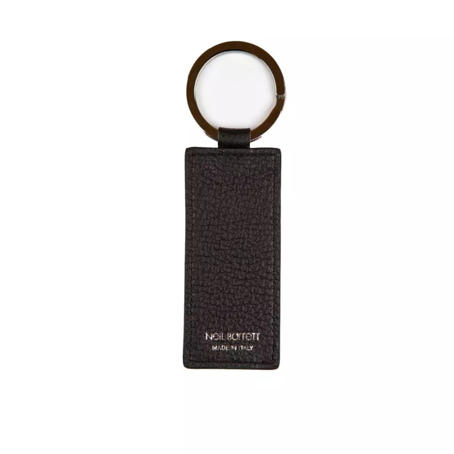 Men Neil Barrett Men'S Keychains | Neil Barrett Sleek Black Leather Keychain For Men