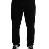 Men Dolce & Gabbana Men'S Jeans & Pants | Dolce & Gabbana Black Dg Logo Skinny Jogger Sweatpants Pants