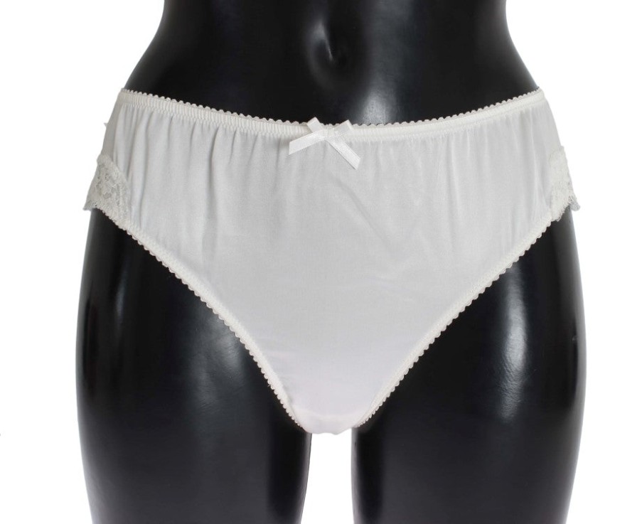 Women Dolce & Gabbana Women'S Underwear | Dolce & Gabbana White Satin Stretch Underwear Panties