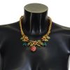 Women Dolce & Gabbana Women'S Necklaces | Dolce & Gabbana Gold Brass Crystal Logo Fruit Floral Statement Necklac