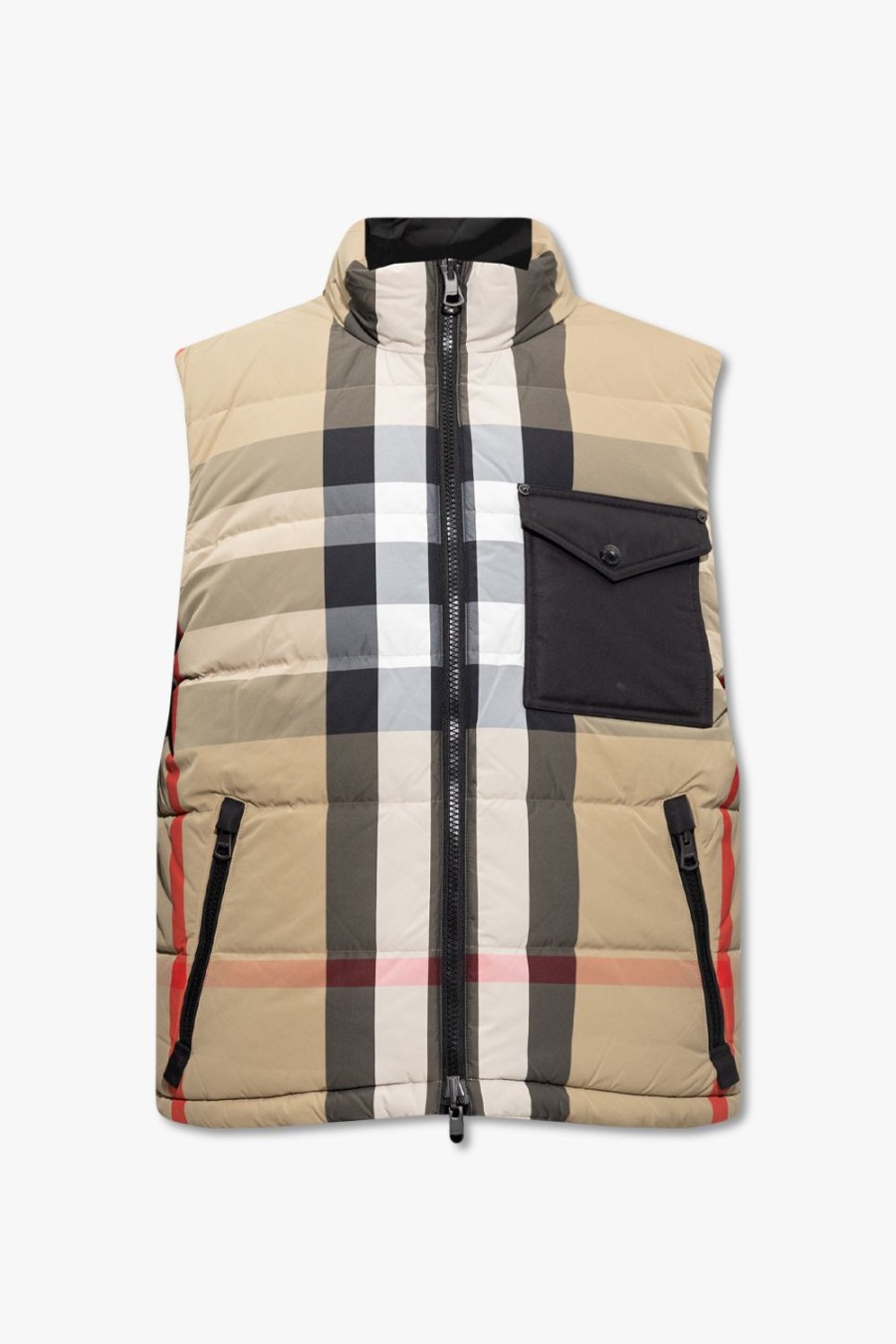 Men Burberry Men'S Vests | Burberry Beige Polyamide And Feathers Vest