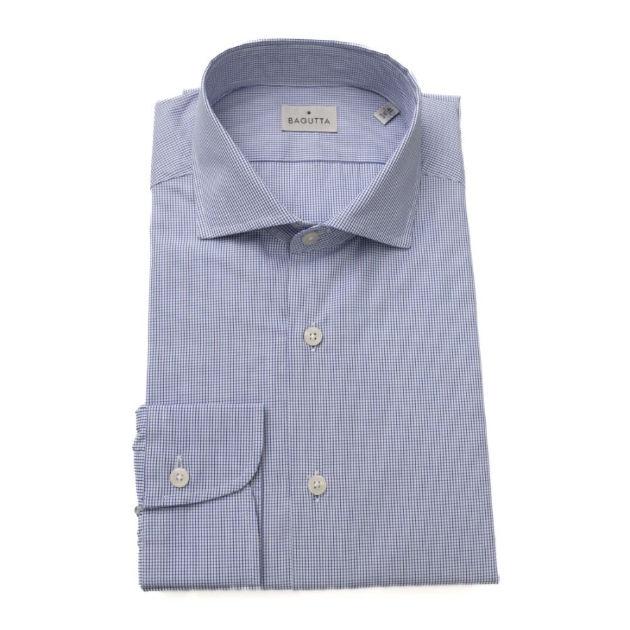 Men Bagutta Men'S Shirts | Bagutta Elegant Light Blue Medium Fit French Collar Shirt