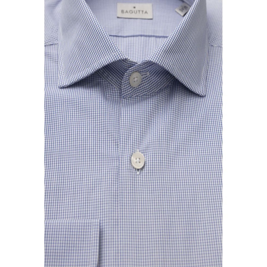 Men Bagutta Men'S Shirts | Bagutta Elegant Light Blue Medium Fit French Collar Shirt