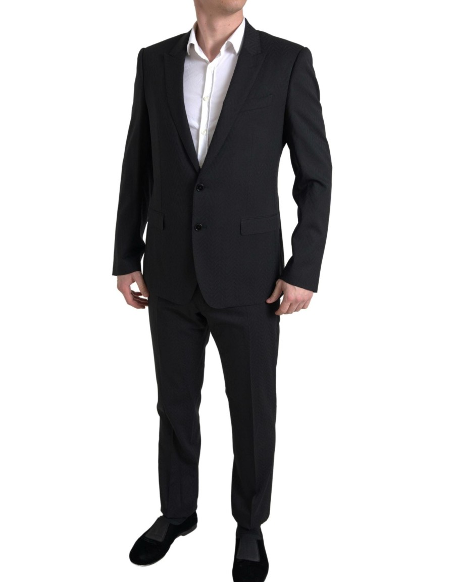 Men Dolce & Gabbana Men'S Suits | Dolce & Gabbana Black 2 Piece Single Breasted Martini Suit