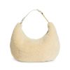 Women Off-White Women'S Handbags | Off-White Chic Cream Shearling Wool Shoulder Bag