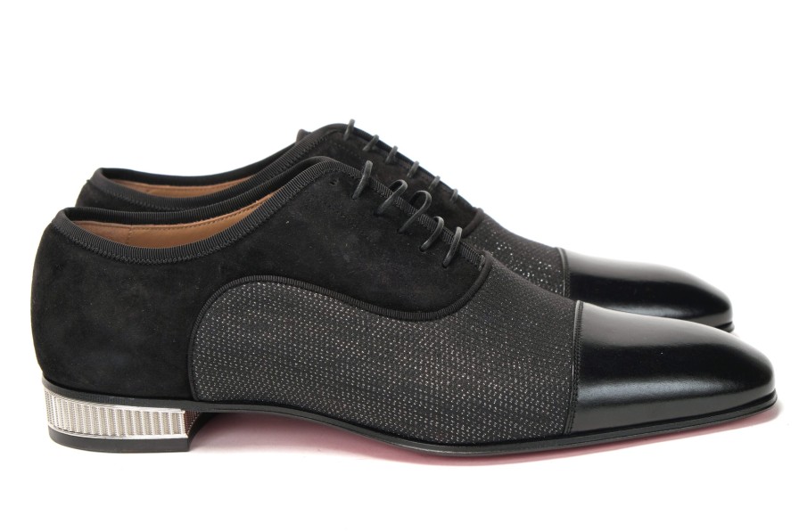 Men Christian Louboutin Men'S Formal | Christian Louboutin Black Met Greggo Flat Shoes