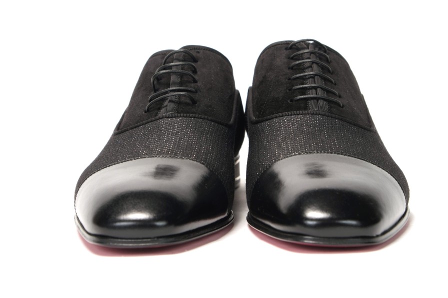 Men Christian Louboutin Men'S Formal | Christian Louboutin Black Met Greggo Flat Shoes