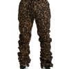 Men Dolce & Gabbana Men'S Jeans & Pants | Dolce & Gabbana Brown Leopard Jacquard Jogger Pants