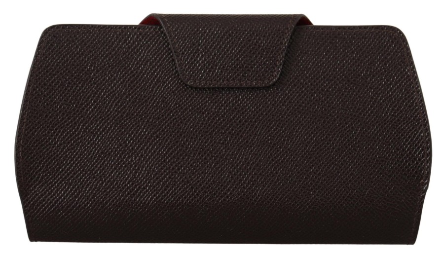 Men Dolce & Gabbana Men'S Leather Accessories | Dolce & Gabbana Bordeaux Leather Eyewear Cover Pouch Sunglasses Case