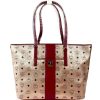 Women MCM Women'S Handbags | Mcm Mcm Chamoagne Women'S Gold Monogram Visetos Canvas Medium Tote Bag