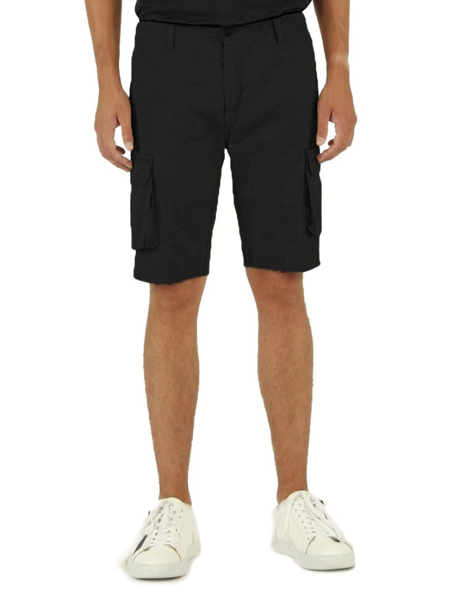 Men Fred Mello Men'S Shorts | Fred Mello Chic Black Cotton Bermuda Shorts For Men