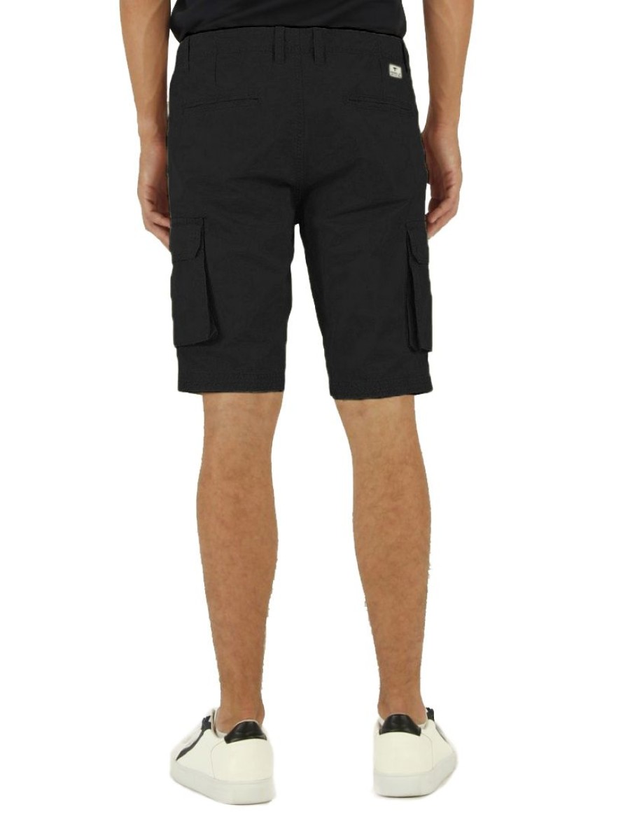 Men Fred Mello Men'S Shorts | Fred Mello Chic Black Cotton Bermuda Shorts For Men