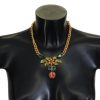 Women Dolce & Gabbana Women'S Necklaces | Dolce & Gabbana Gold Brass Crystal Logo Fruit Floral Statement Necklac