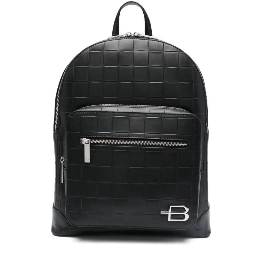 Men Baldinini Trend Men Backpacks | Baldinini Trend Chic Woven Leather Backpack - Compact & Versatile