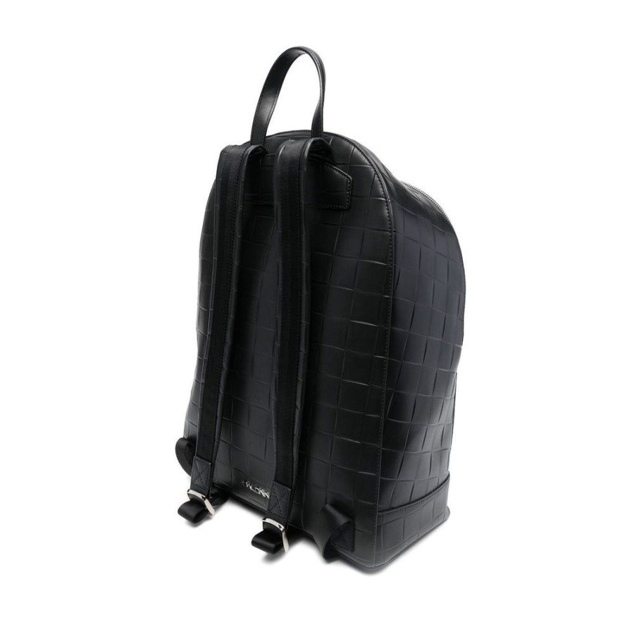 Men Baldinini Trend Men Backpacks | Baldinini Trend Chic Woven Leather Backpack - Compact & Versatile