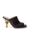 Women Bottega Veneta Women'S Sandals | Bottega Veneta Black Leather Mule 'Knot' Sandal