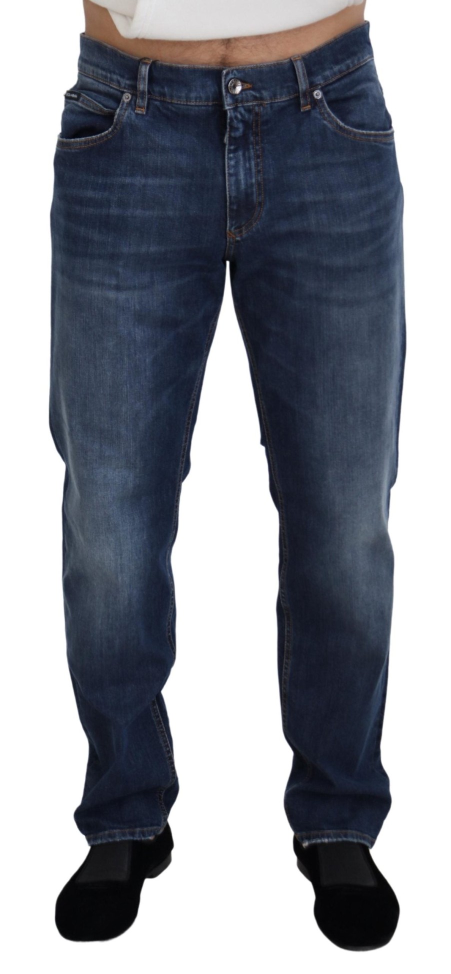 Men Dolce & Gabbana Men'S Jeans & Pants | Dolce & Gabbana Blue Washed Cotton Casual Denim Jeans