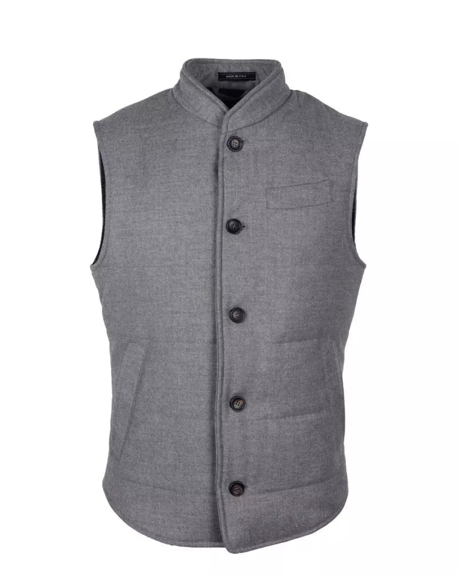 Men Made in Italy Men'S Vests | Made In Italy Italian Wool-Cashmere Blended Vest In Beige