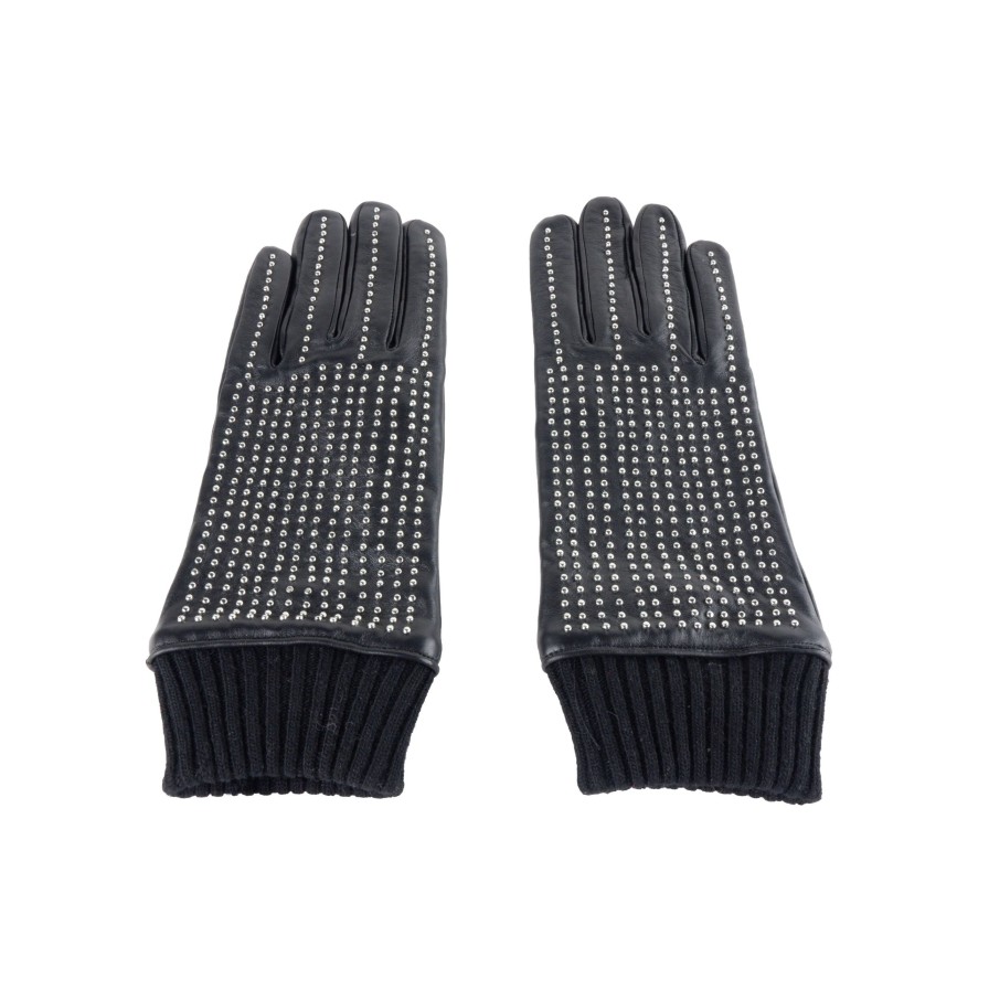 Men Cavalli Class Men'S Gloves | Cavalli Class Elegant Black Leather Gloves For Men