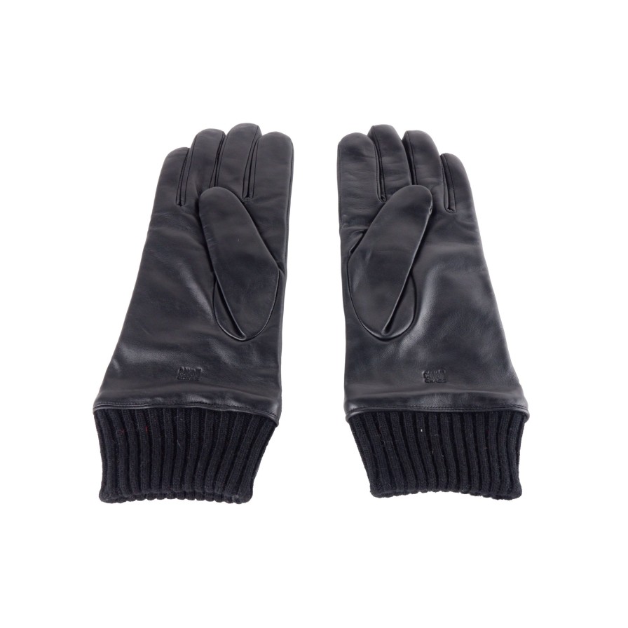 Men Cavalli Class Men'S Gloves | Cavalli Class Elegant Black Leather Gloves For Men