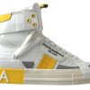 Women Dolce & Gabbana Women'S Sneakers | Dolce & Gabbana Multicolor Colorblock Leather High Top Sneakers Shoes