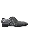 Men Dolce & Gabbana Men'S Formal | Dolce & Gabbana Silver Sequined Lace Up Men Derby Dress Shoes