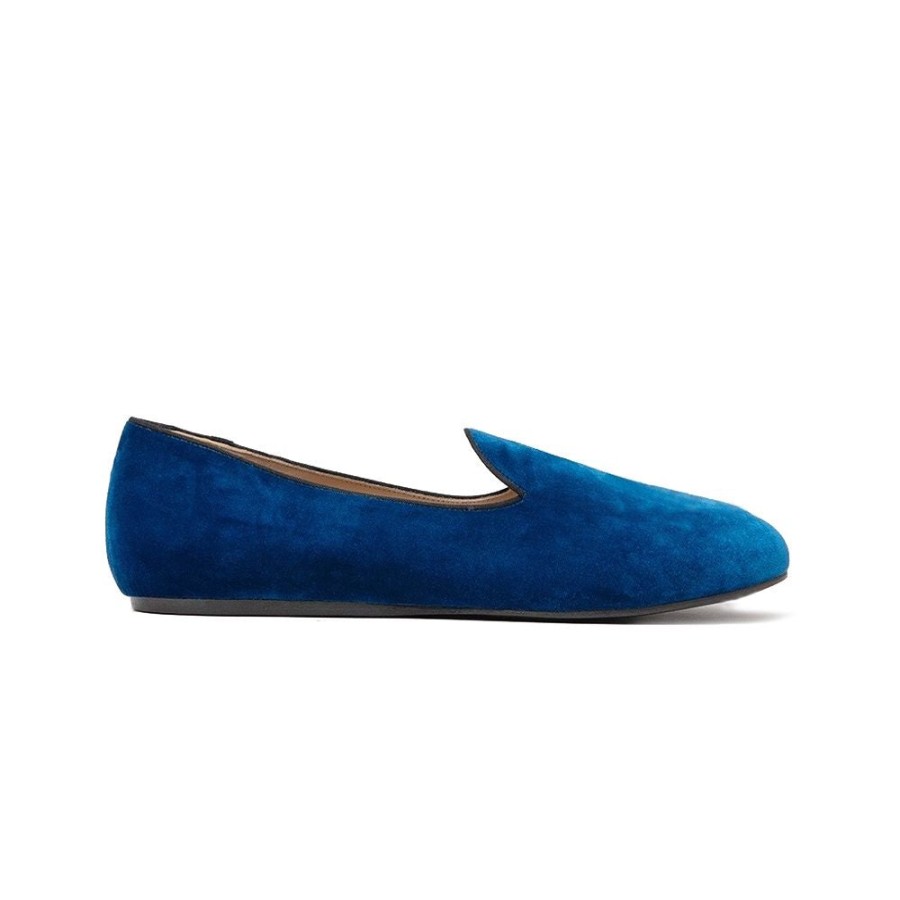 Men Charles Philip Men'S Loafers | Charles Philip Blue Velvet Cushioned Loafers - Handmade Italian Elegan