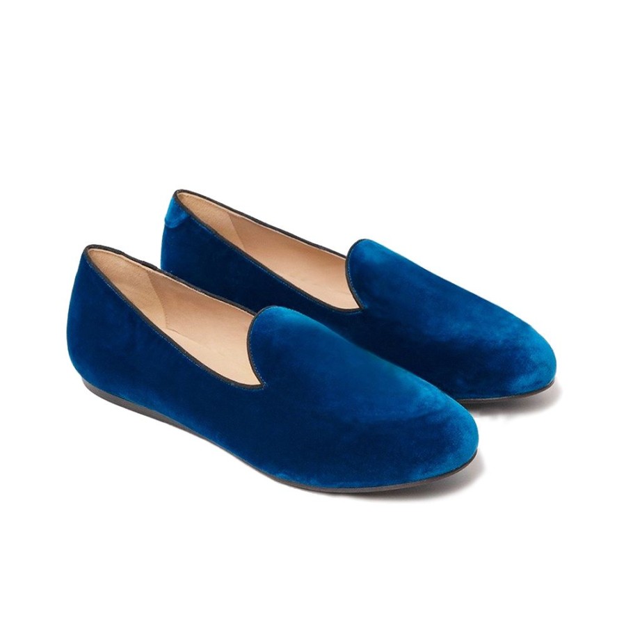 Men Charles Philip Men'S Loafers | Charles Philip Blue Velvet Cushioned Loafers - Handmade Italian Elegan