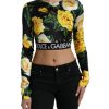 Women Dolce & Gabbana Women'S Tops & T-Shirts | Dolce & Gabbana Multicolor Floral Long Sleeves Cropped Top