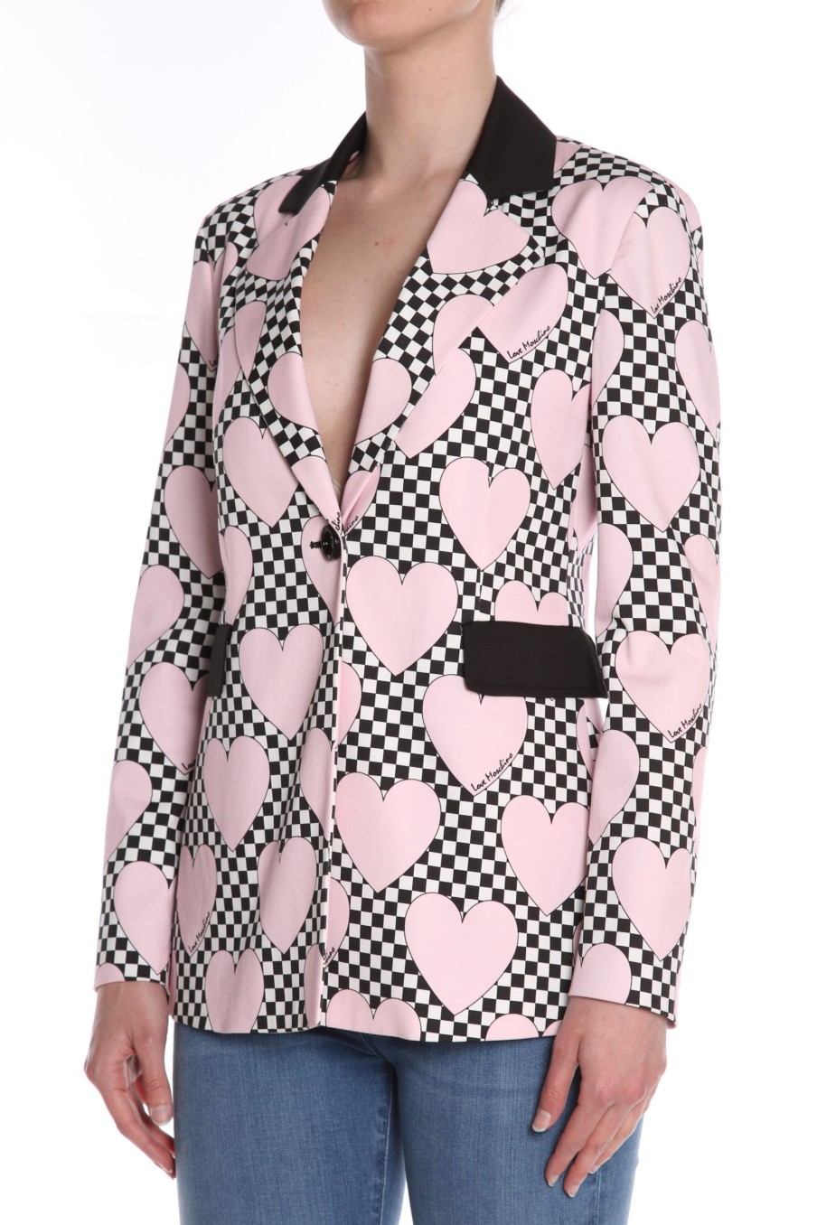 Women Love Moschino Women'S Suits & Blazers | Love Moschino Chic Pink Tailored Blazer With Contrast Detailing