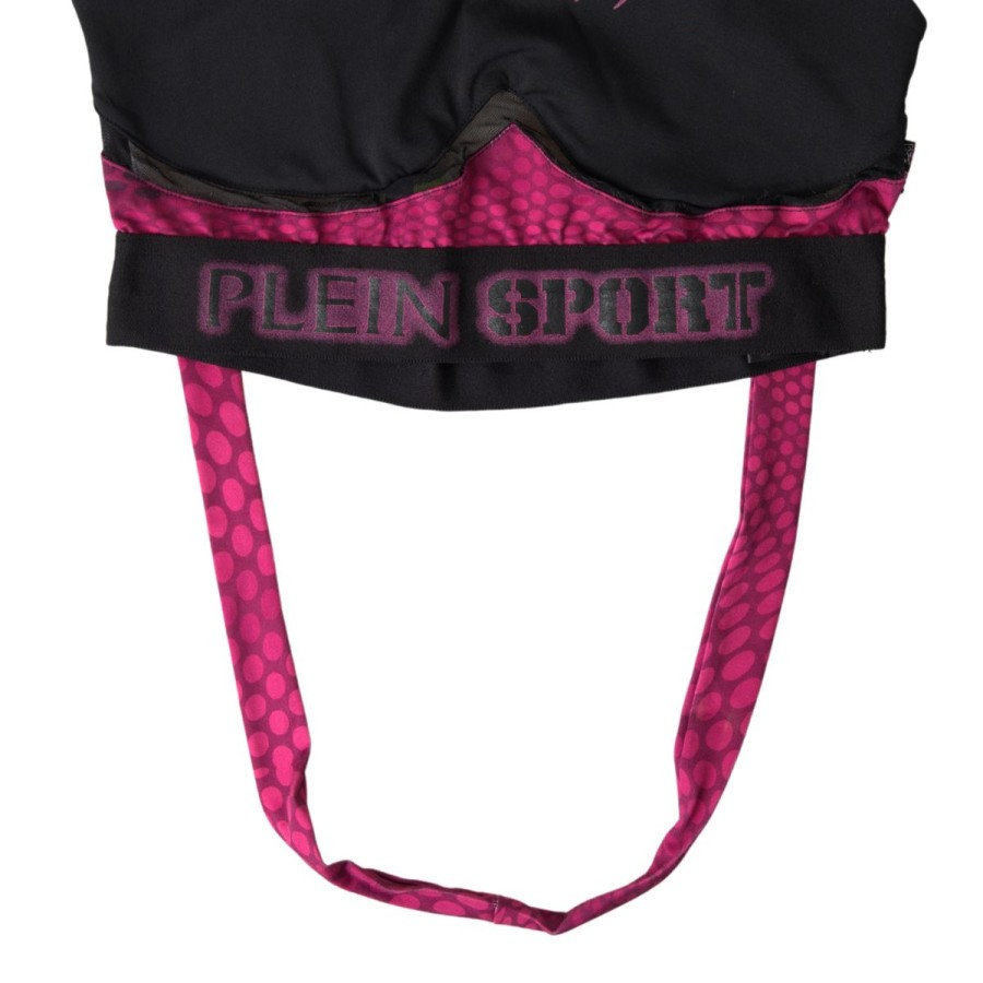 Women Plein Sport Women'S Underwear | Plein Sport Black Fuchsia Logo Athlete Hannah Bra Underwear