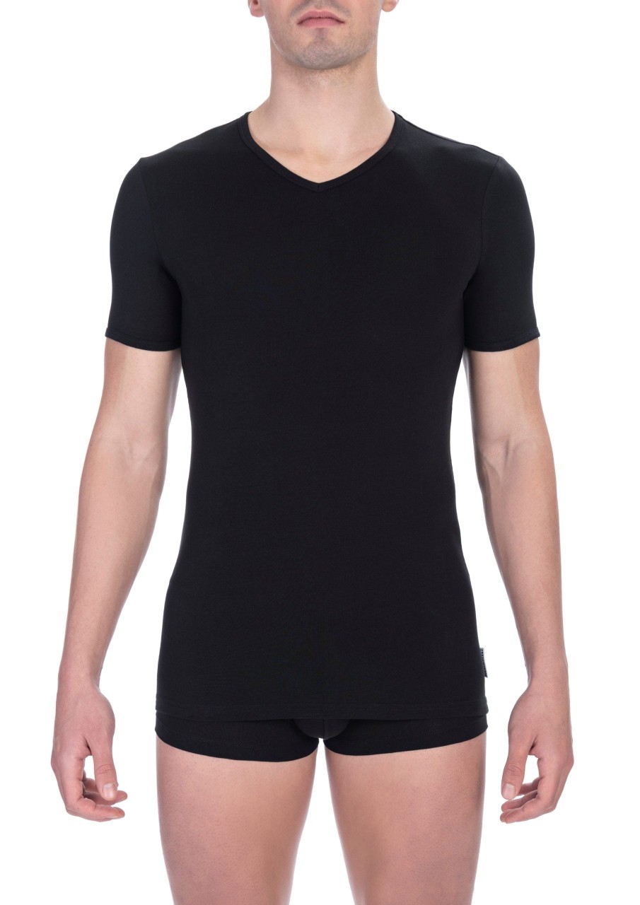 Men Bikkembergs Men'S T-Shirts | Bikkembergs Essential V-Neck T-Shirt Twin Pack - Black