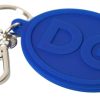 Women Dolce & Gabbana Women'S Keychains | Dolce & Gabbana Blue Rubber Dg Logo Silver Brass Metal Keyring Keychai