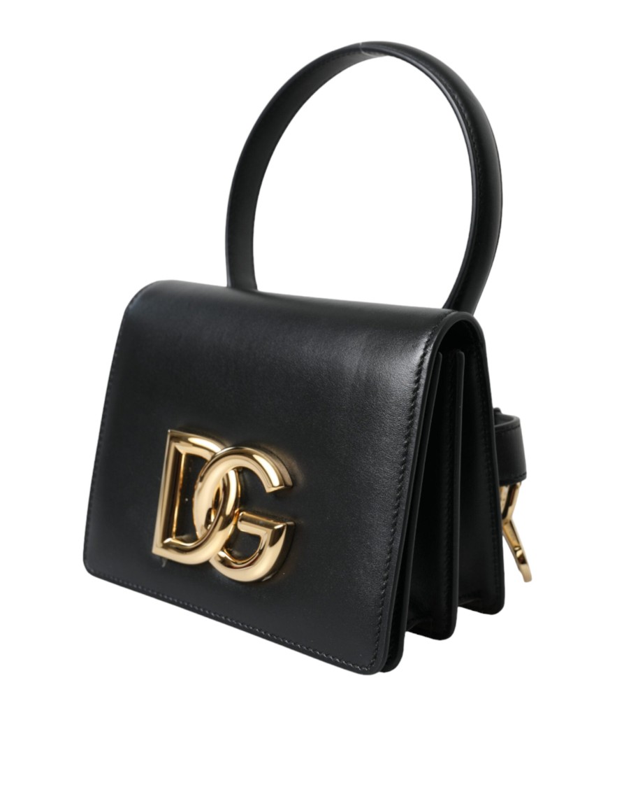 Women Dolce & Gabbana Women Belt Bags | Dolce & Gabbana Black Leather Mini Belt Waist Dg Girls Purse Bag