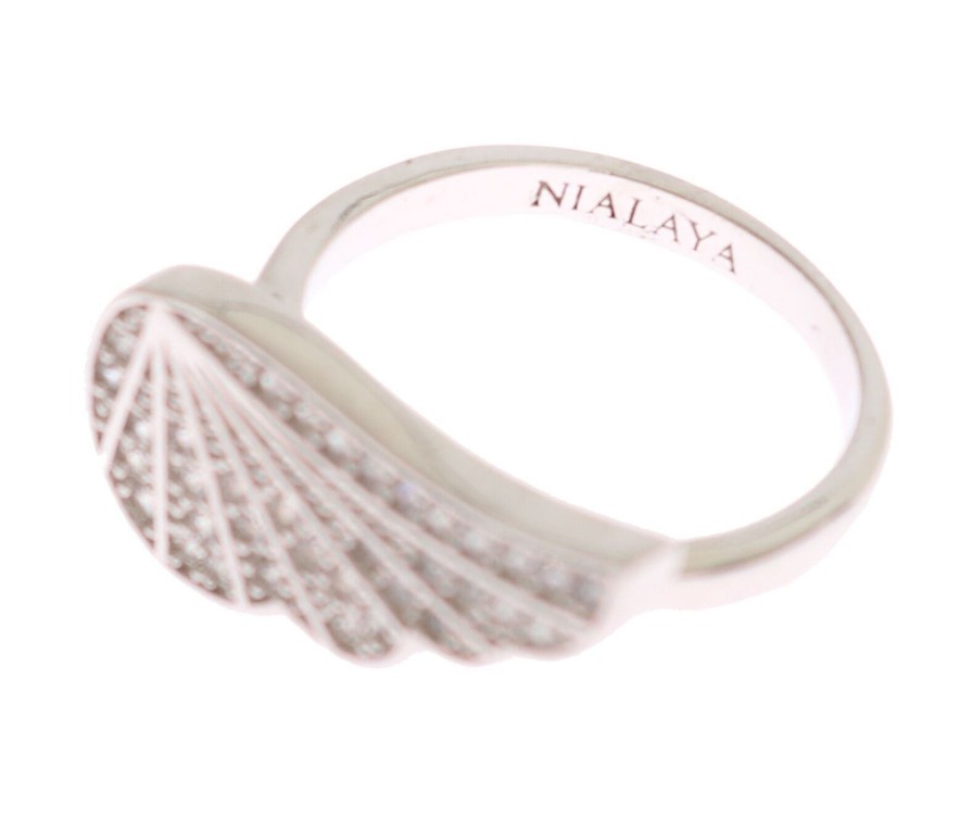 Women Nialaya Women'S Rings | Nialaya Silver Womens Wing Clear Cz 925 Silver Ring