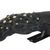 Men Dolce & Gabbana Men'S Gloves | Dolce & Gabbana Gray Wool Shearling Studded Green Leopard Gloves