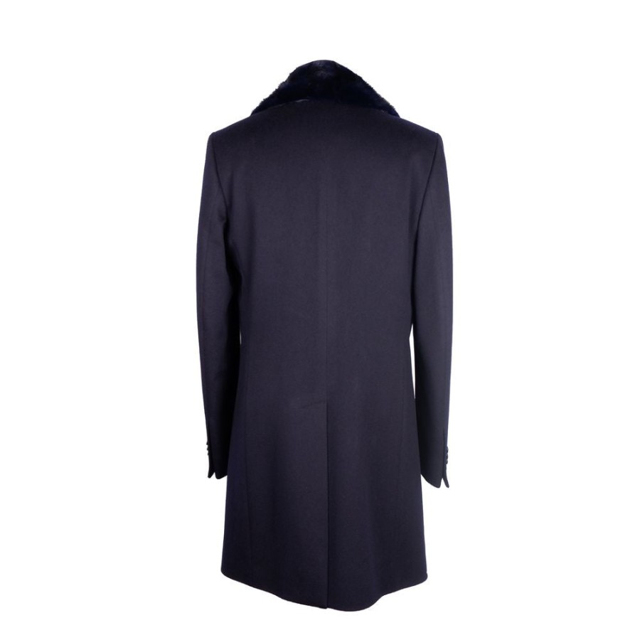 Men Made in Italy Men'S Jackets | Made In Italy Elegant Virgin Wool Coat With Removable Mink Fur