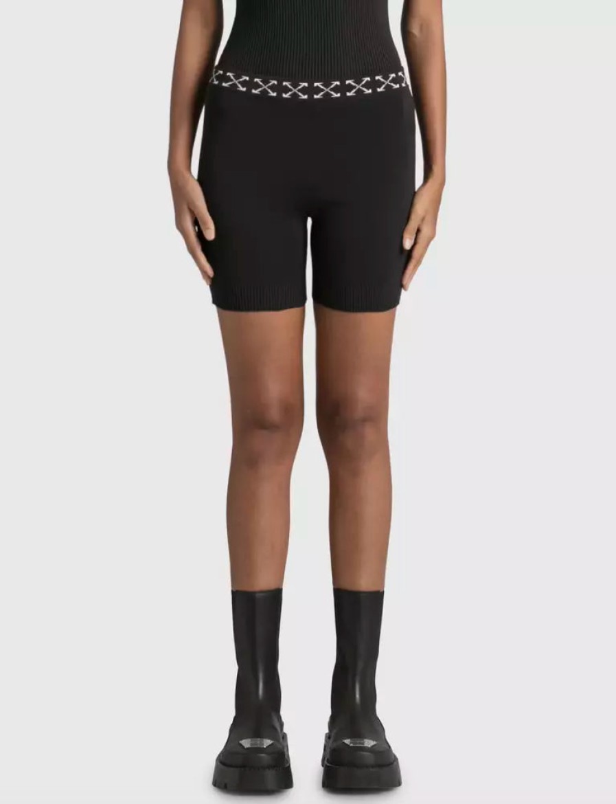 Women Off-White Women'S Shorts | Off-White Sleek Elastic Logo Band Shorts