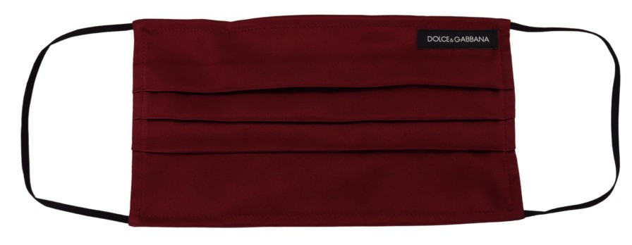 Women Dolce & Gabbana Women'S Others Accessories | Dolce & Gabbana Maroon Silk Pleated Elastic Ear Strap One Size Face Ma