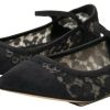 Women Dolce & Gabbana Women'S Flat Shoes | Dolce & Gabbana Black Lace Loafers Ballerina Flats Shoes