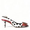 Women Dolce & Gabbana Women'S Sandals | Dolce & Gabbana Multicolor Leather Crystal Slingback Pump Heels Shoes