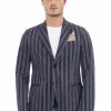 Men Distretto12 Men'S Blazers | Distretto12 Elegant Blue Cotton Blend Jacket