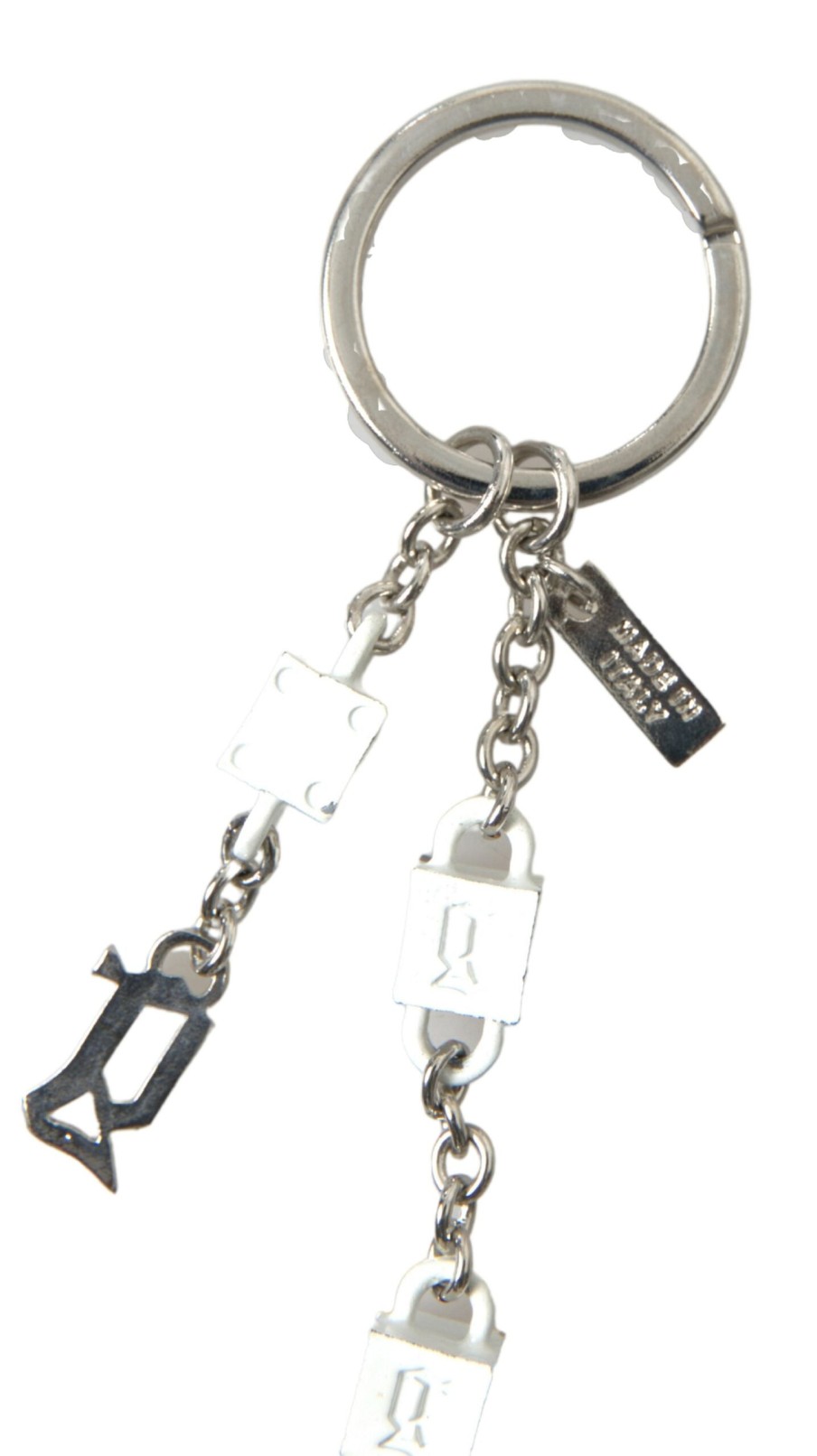 Women Dolce & Gabbana Women'S Keychains | Dolce & Gabbana Silver Tone Metal Dg Logo Engraved Keyring Keychain