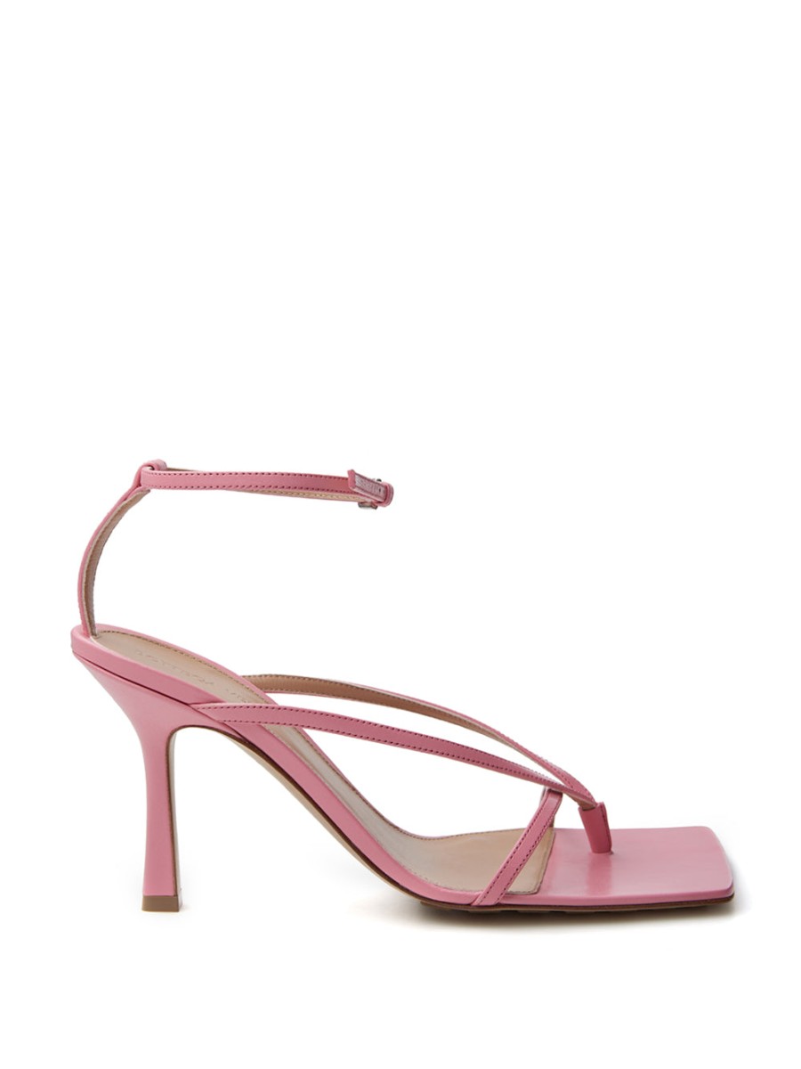 Women Bottega Veneta Women'S Sandals | Bottega Veneta Pink Nappa Leather 'Stretch' Sandal