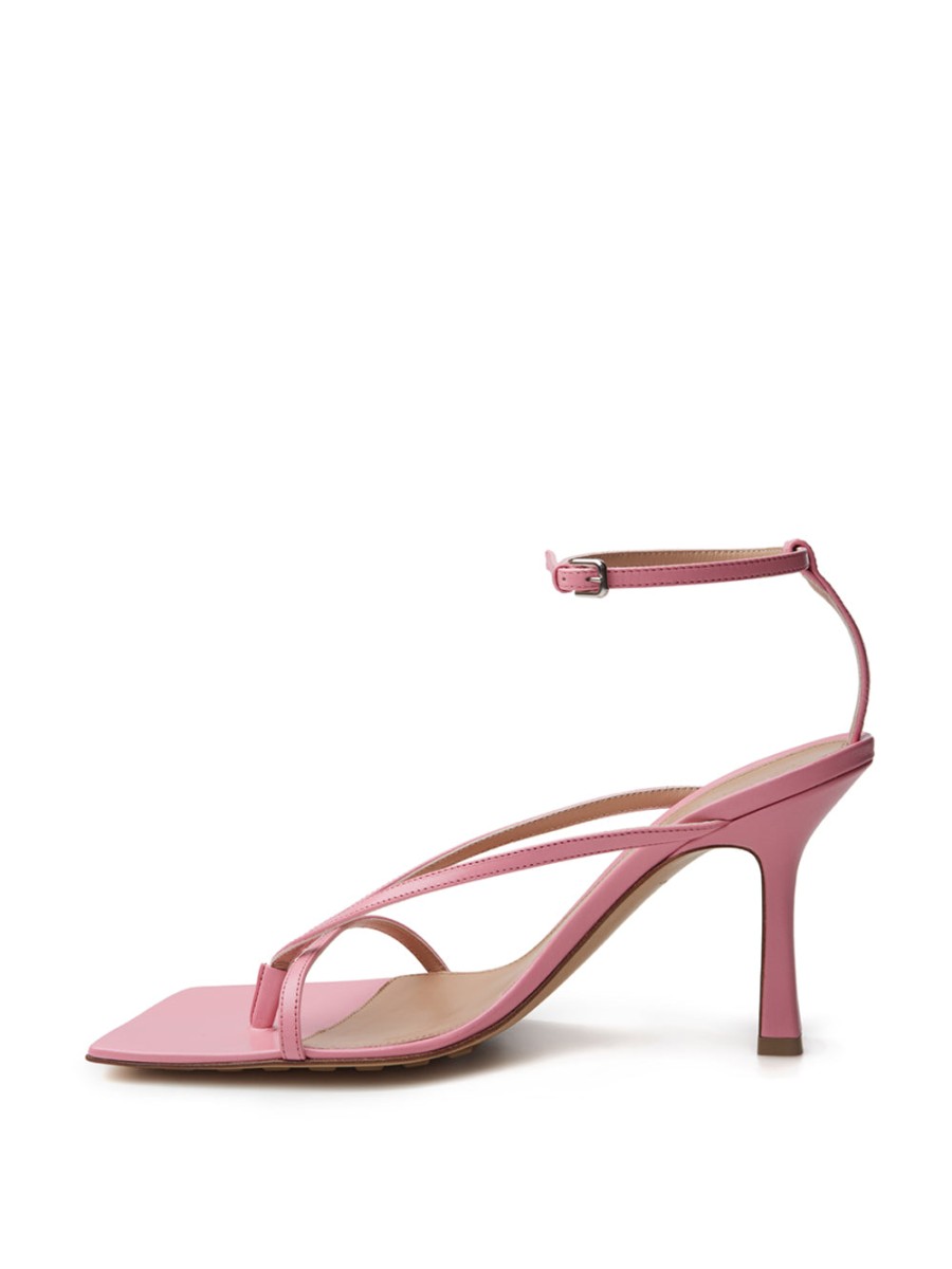 Women Bottega Veneta Women'S Sandals | Bottega Veneta Pink Nappa Leather 'Stretch' Sandal