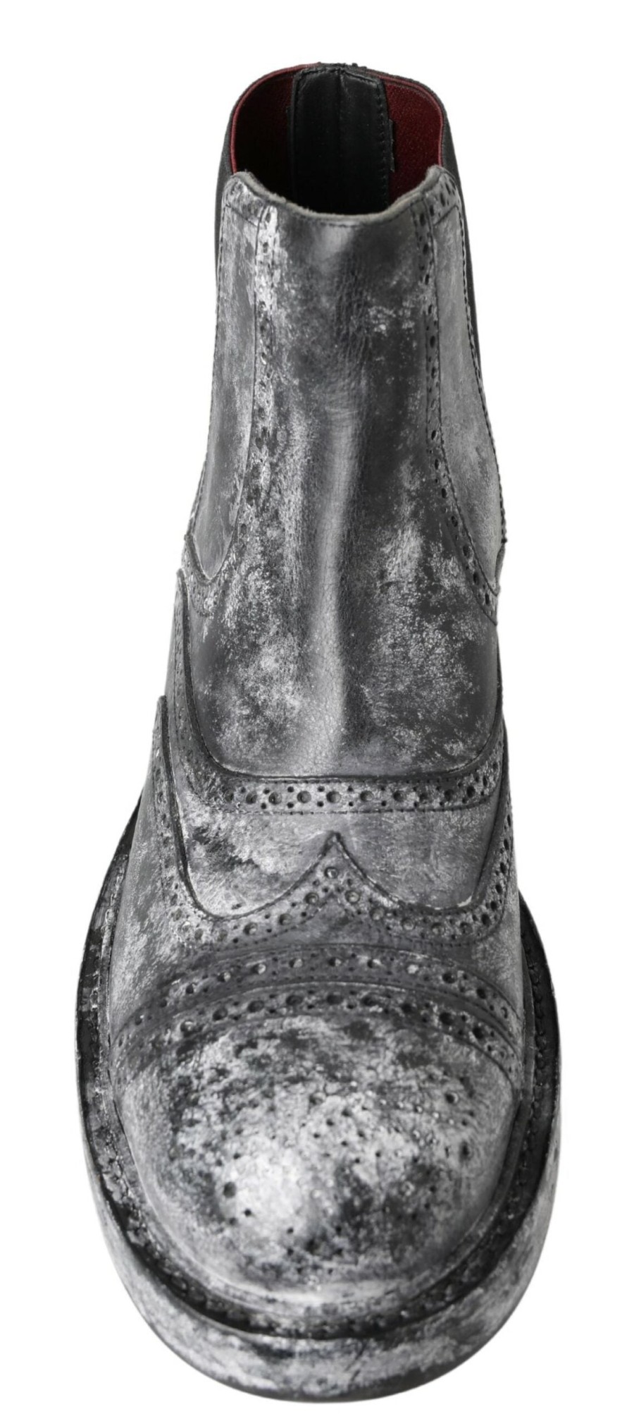 Men Dolce & Gabbana Men'S Boots | Dolce & Gabbana Black Gray Leather Ankle Boots